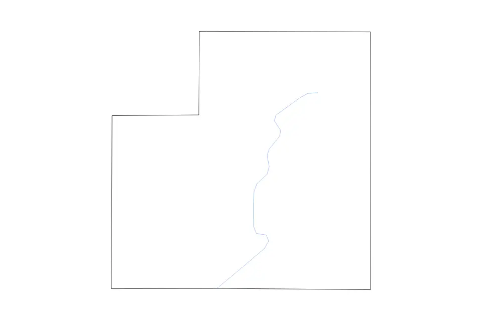 Outline map of Stark County, Illinois with subdivision borders and rivers.
