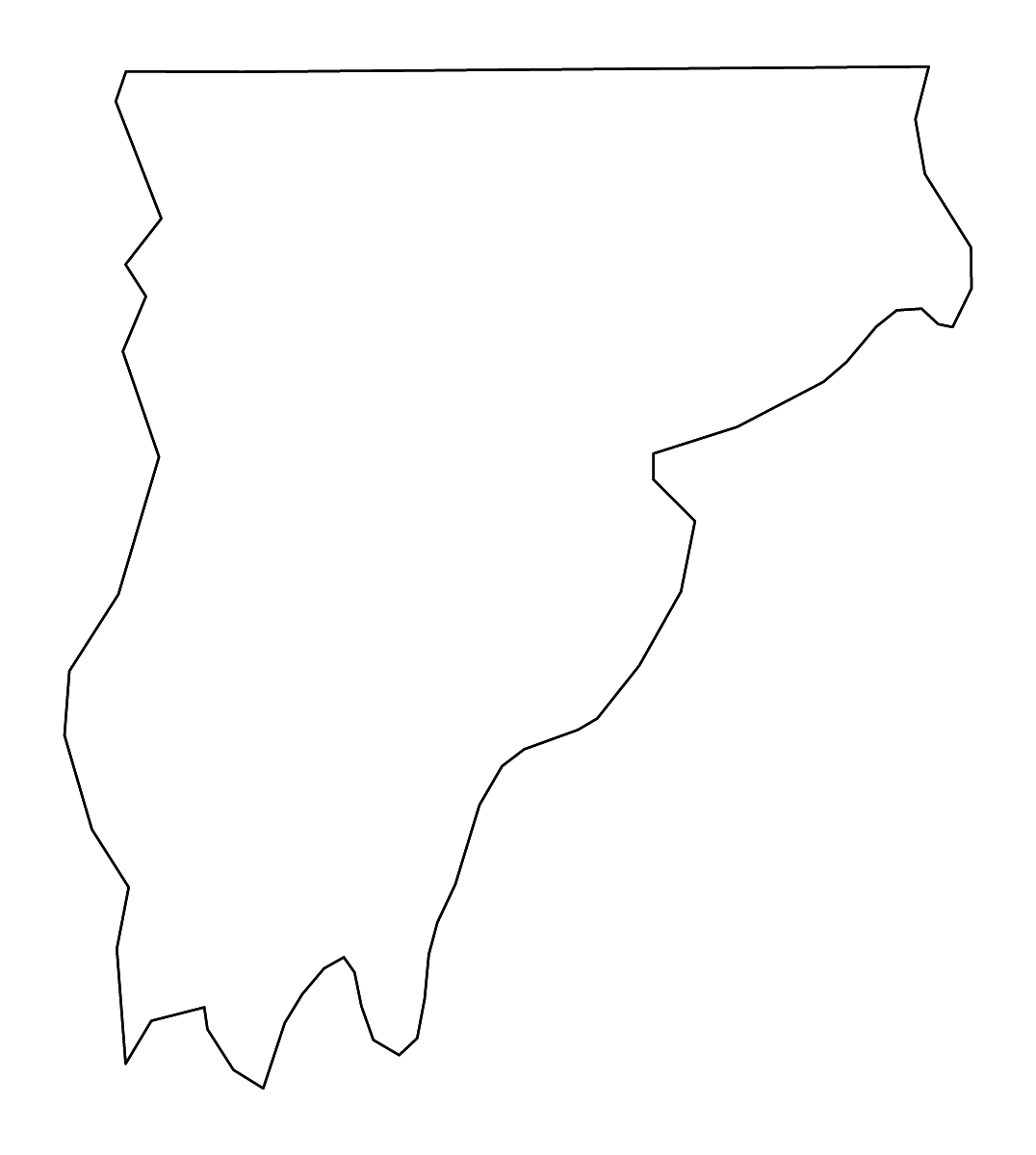 Carte de contour de Wabash, Illinois avec rivières.