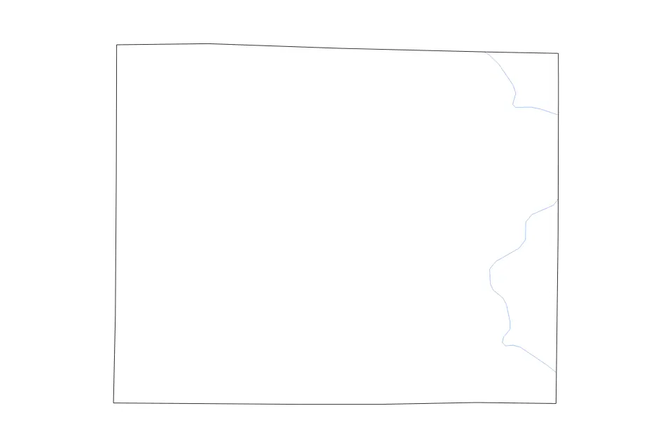 Outline map of Wayne County, Illinois with subdivision borders and rivers.