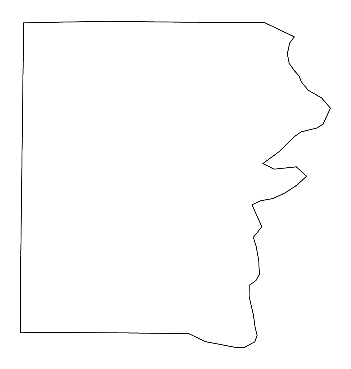 Mapa de contorno de White, Illinois con ríos.