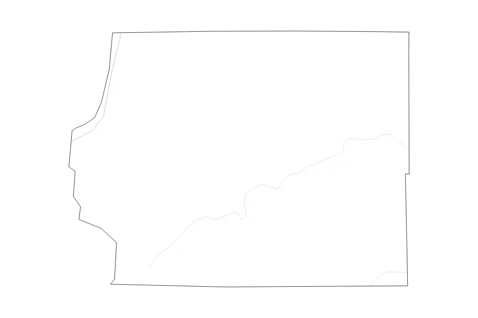 Outline map of Whiteside County, Illinois with subdivision borders and rivers.
