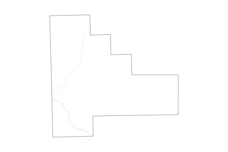 Outline map of Will County, Illinois with subdivision borders and rivers.