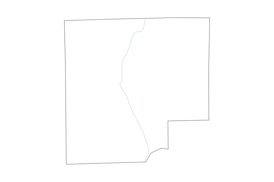 Outline map of Bartholomew County, Indiana with subdivision borders and rivers.