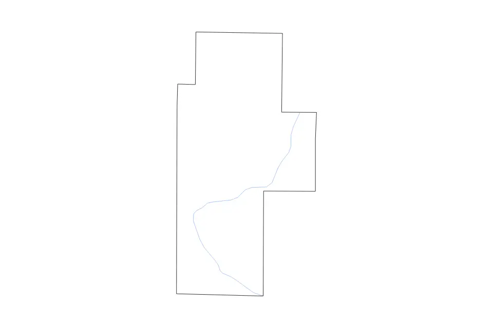 Outline map of Clay County, Indiana with subdivision borders and rivers.