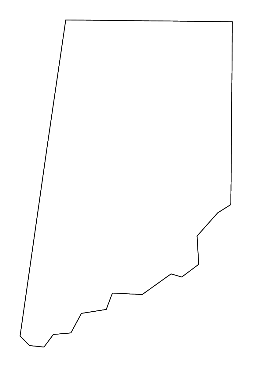 Mapa de contorno de Dearborn, Indiana con ríos.