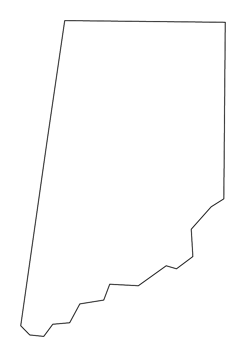 Mapa de contorno de Dearborn, Indiana con ríos.