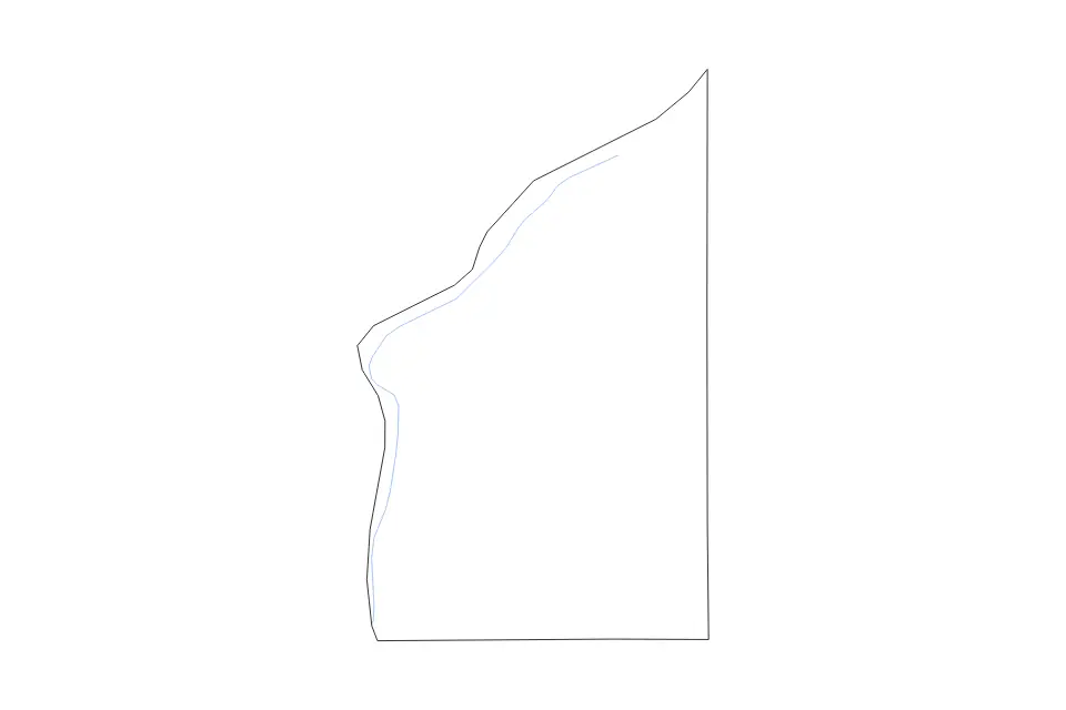 Outline map of Fountain County, Indiana with subdivision borders and rivers.