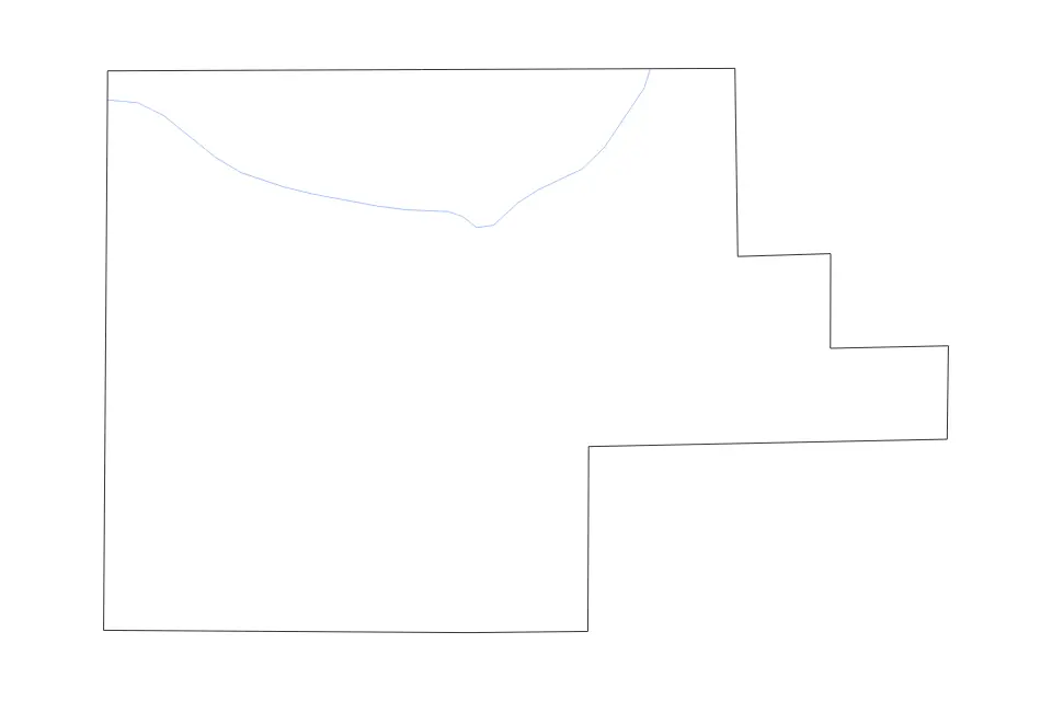 Outline map of Fulton County, Indiana with subdivision borders and rivers.