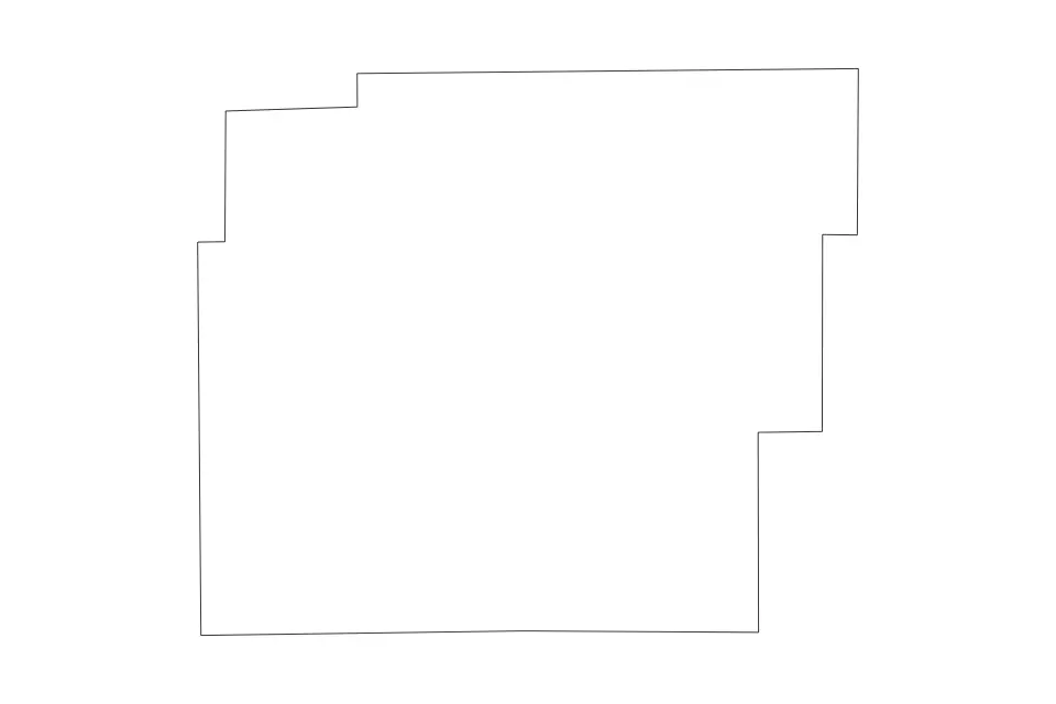 Outline map of Hancock County, Indiana with subdivision borders.