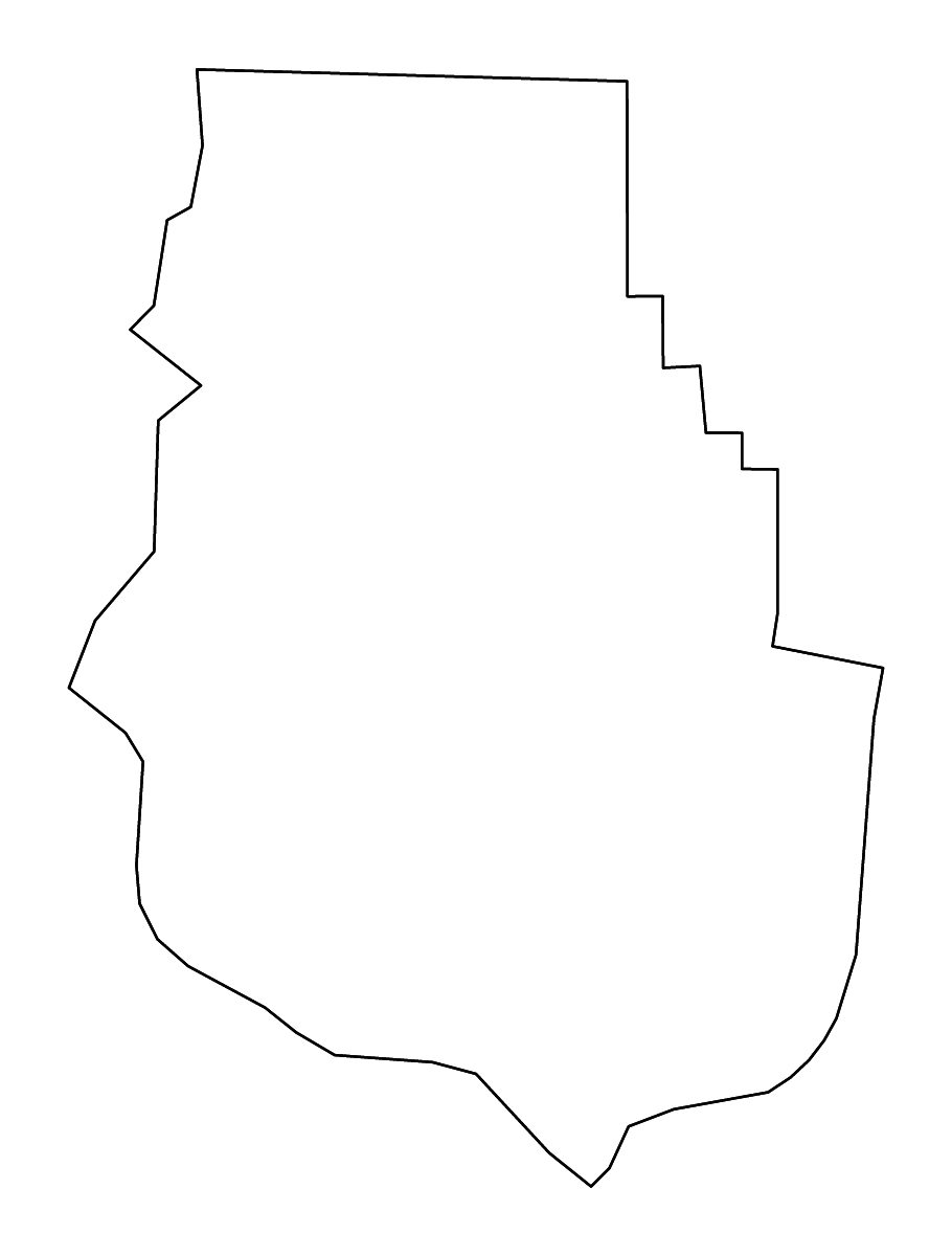 Mapa de contorno de Harrison, Indiana con ríos.