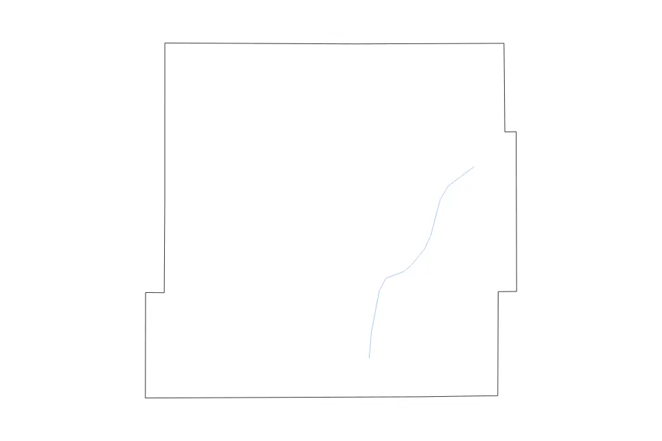 Outline map of Henry County, Indiana with subdivision borders and rivers.