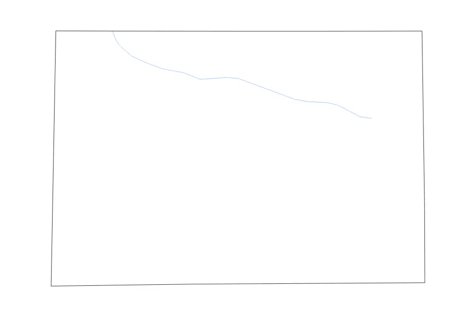 Outline map of LaGrange County, Indiana with subdivision borders and rivers.