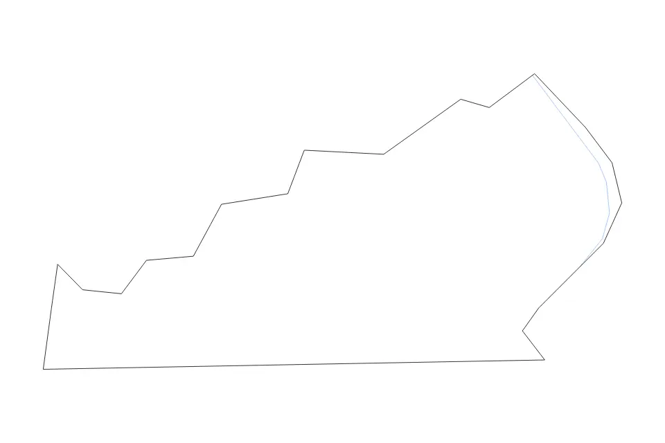 Outline map of Ohio County, Indiana with subdivision borders and rivers.