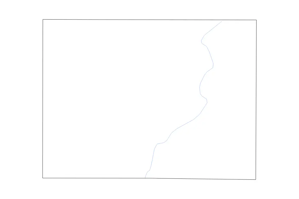 Outline map of Pulaski County, Indiana with subdivision borders and rivers.