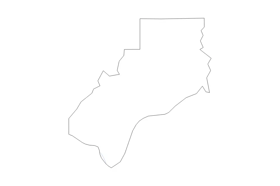 Outline map of Spencer County, Indiana with subdivision borders and rivers.