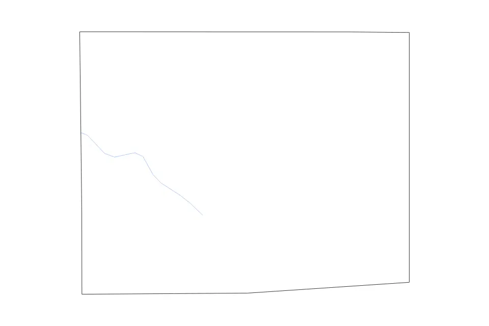 Outline map of Steuben County, Indiana with subdivision borders and rivers.