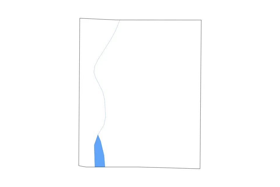 Outline map of Union County, Indiana with subdivision borders and major lakes and rivers.