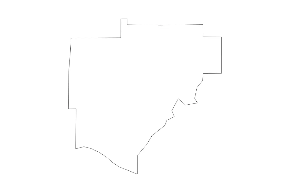 Carte de Warrick, Indiana de type contour pour Amérique du Nord, montrant contour avec des limites nettes.