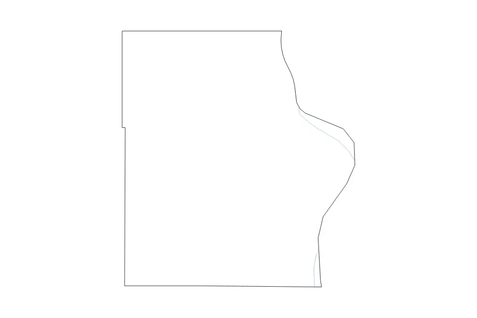 Mapa de Allamakee, Iowa de tipo contorno y ríos para América del Norte, con contorno y ríos con límites limpios.