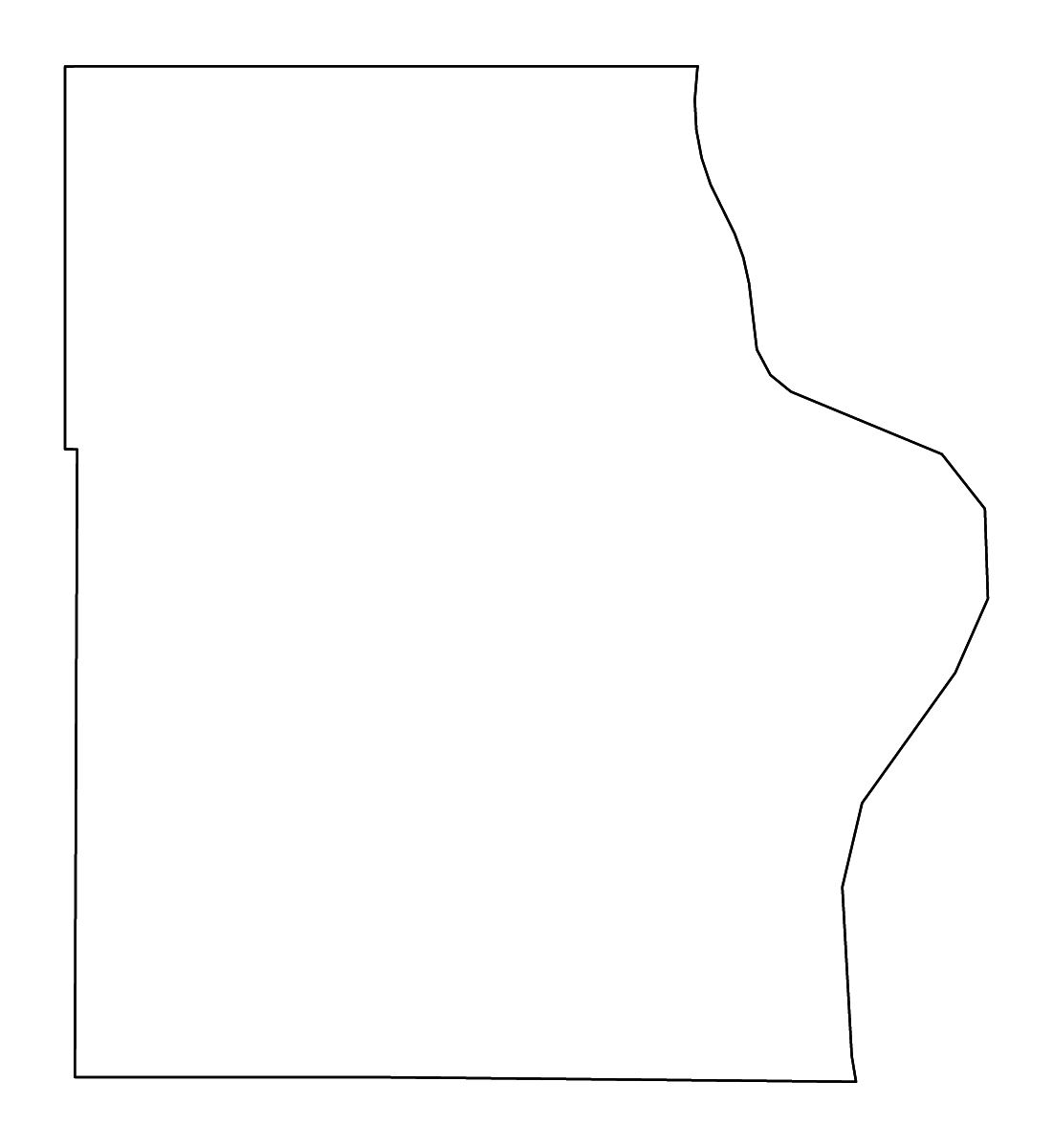 Mapa de contorno de Allamakee, Iowa con ríos.