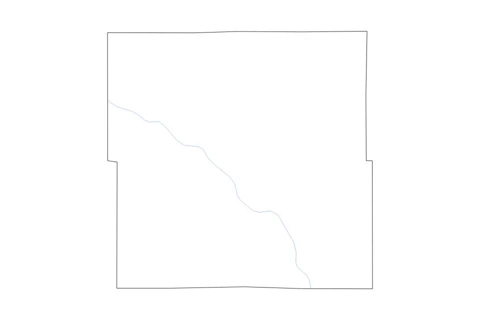 Mapa de Buchanan, Iowa de tipo contorno y ríos para América del Norte, con contorno y ríos con límites limpios.