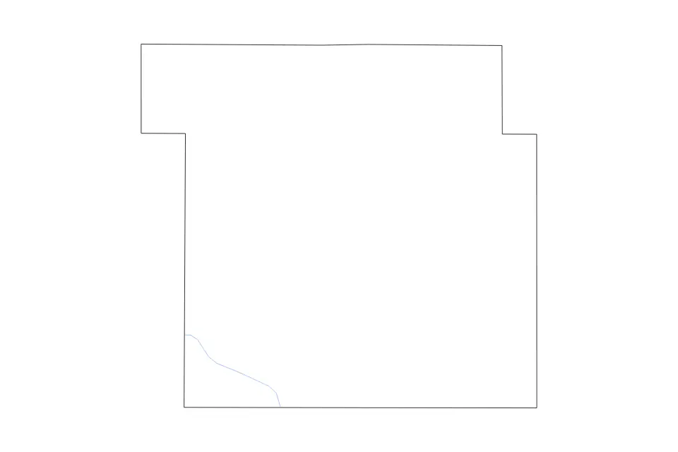 Outline map of Calhoun County, Iowa with subdivision borders and rivers.