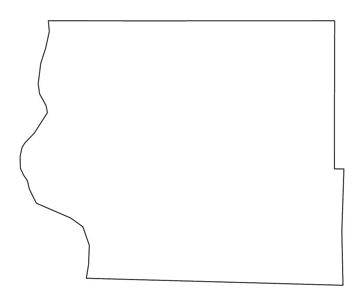 Mapa de contorno de Fremont, Iowa con ríos.