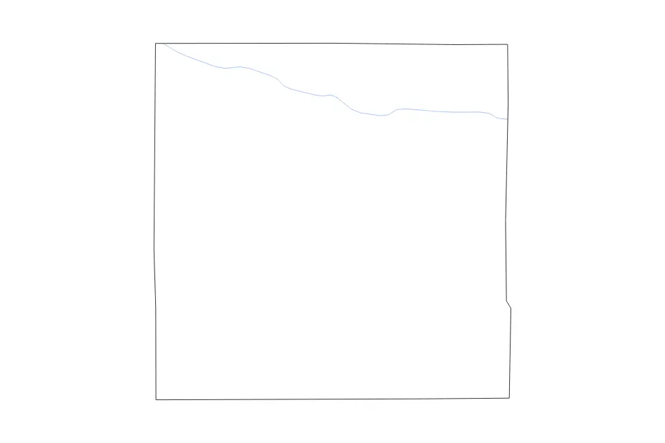 Mapa de Iowa, Iowa de tipo contorno y ríos para América del Norte, con contorno y ríos con límites limpios.