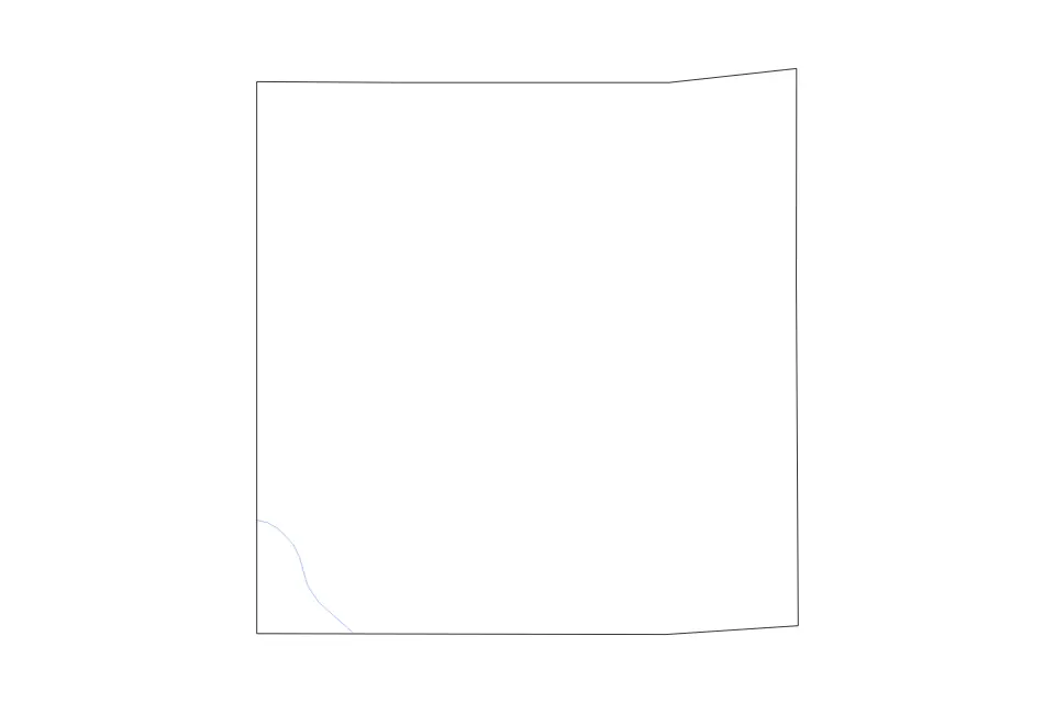 Outline map of Madison County, Iowa with subdivision borders and rivers.