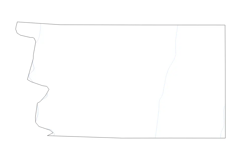Mapa de Pottawattamie, Iowa de tipo contorno y ríos para América del Norte, con contorno y ríos con límites limpios.