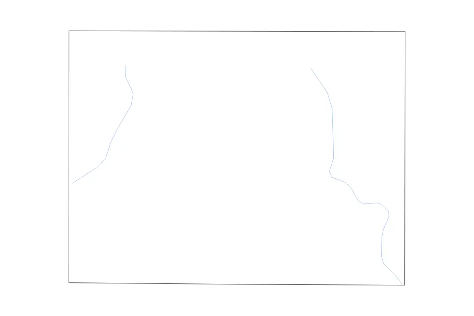 Outline map of Union County, Iowa with subdivision borders and rivers.