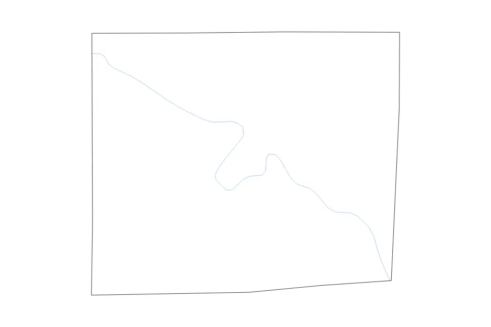 Carte de Van Buren, Iowa de type contour et rivières pour Amérique du Nord, montrant contour et rivières avec des limites nettes.