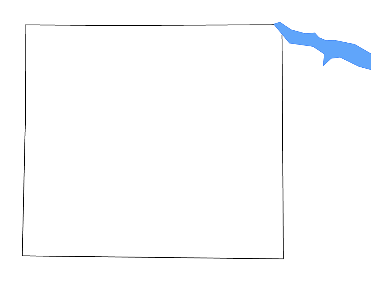 Mapa de contorno de Wayne, Iowa con lagos y ríos.