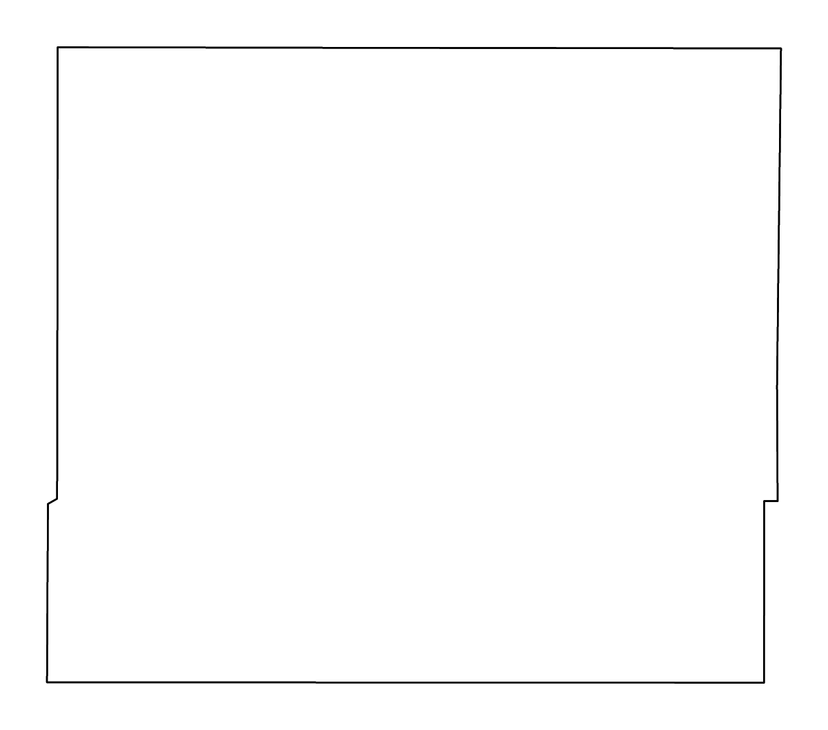 Outline map of Allen County, Kansas with rivers.