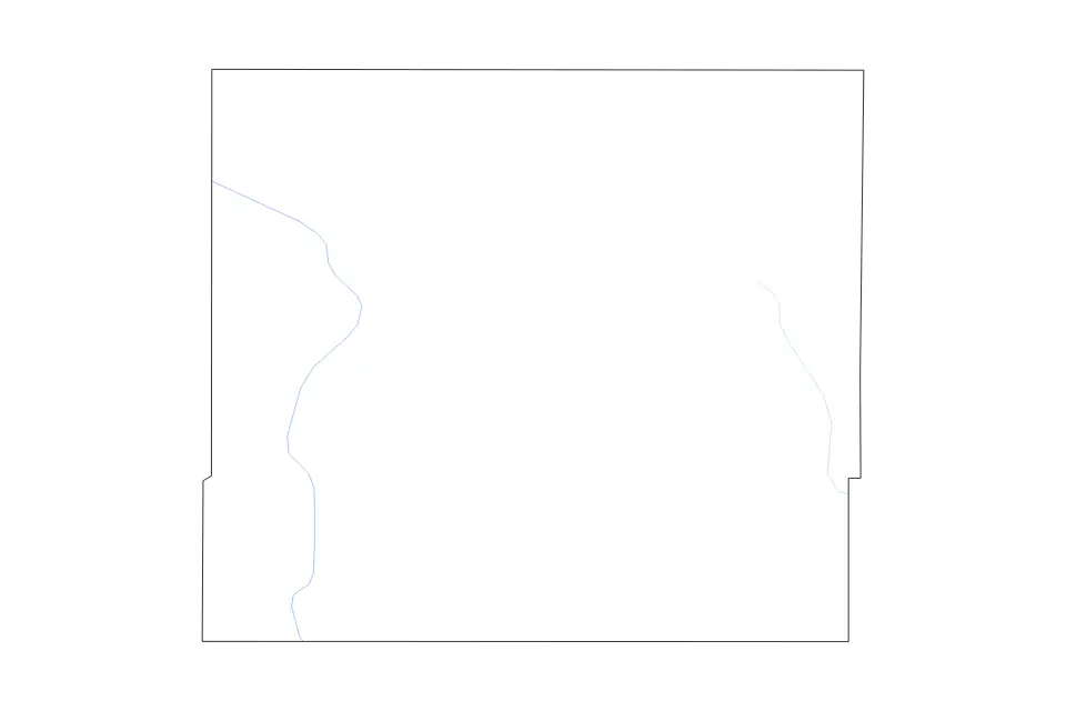 Outline map of Allen County, Kansas with subdivision borders and rivers.