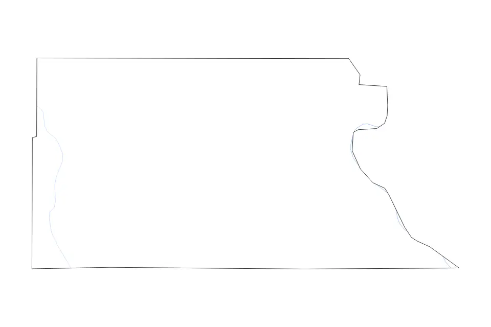 Carte de Atchison, Kansas de type contour et rivières pour Amérique du Nord, montrant contour et rivières avec des limites nettes.
