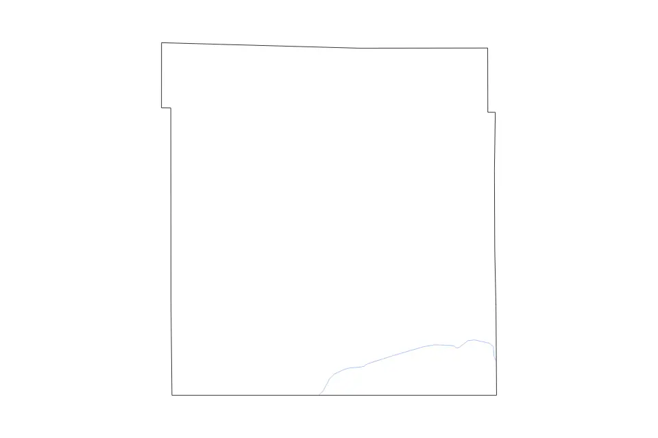 Outline map of Clark County, Kansas with subdivision borders and rivers.