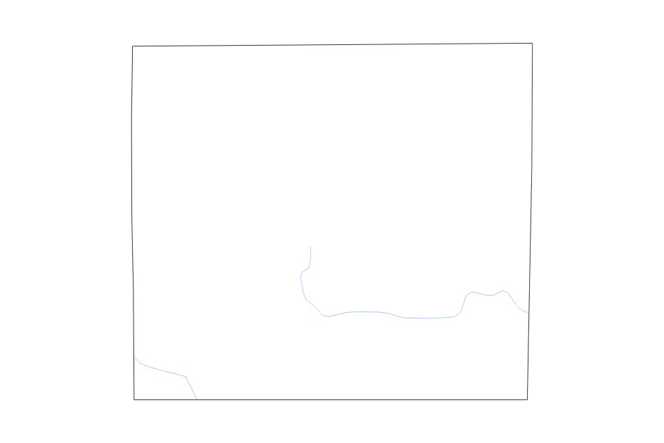 Mapa de Comanche, Kansas de tipo contorno y ríos para América del Norte, con contorno y ríos con límites limpios.