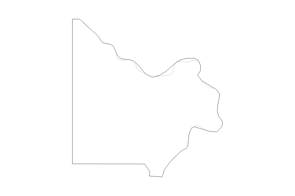 Outline map of Doniphan County, Kansas with subdivision borders and rivers.