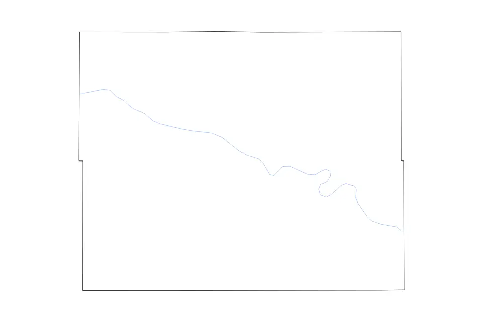Outline map of Ellsworth County, Kansas with subdivision borders and rivers.