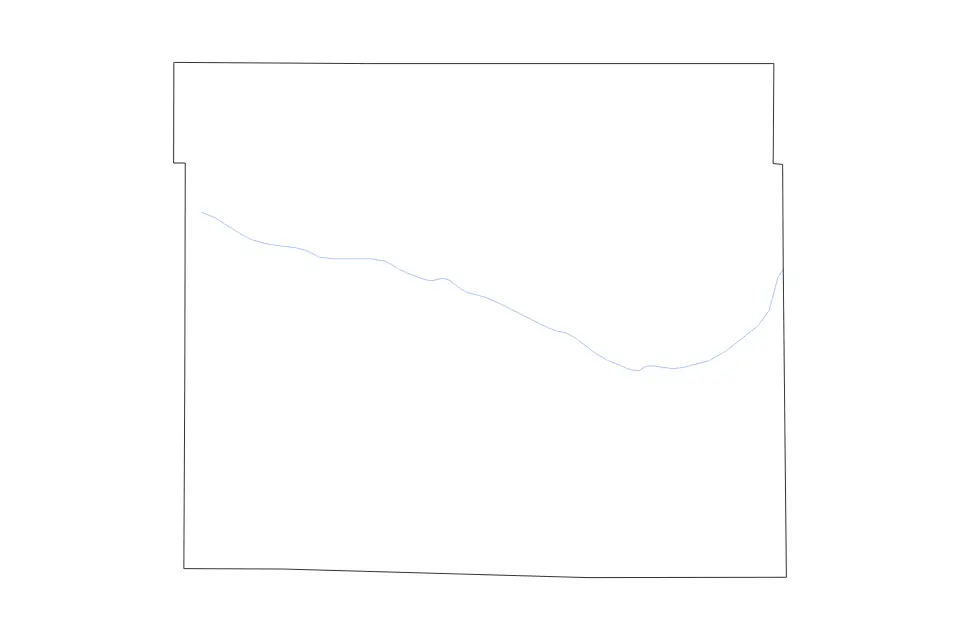 Outline map of Ford County, Kansas with subdivision borders and rivers.