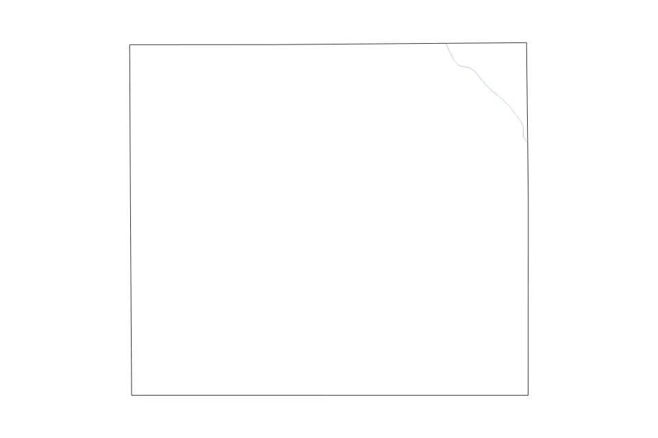 Outline map of Harper County, Kansas with subdivision borders and rivers.