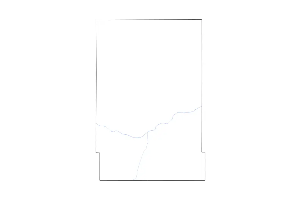 Mapa de Kearny, Kansas de tipo contorno y ríos para América del Norte, con contorno y ríos con límites limpios.