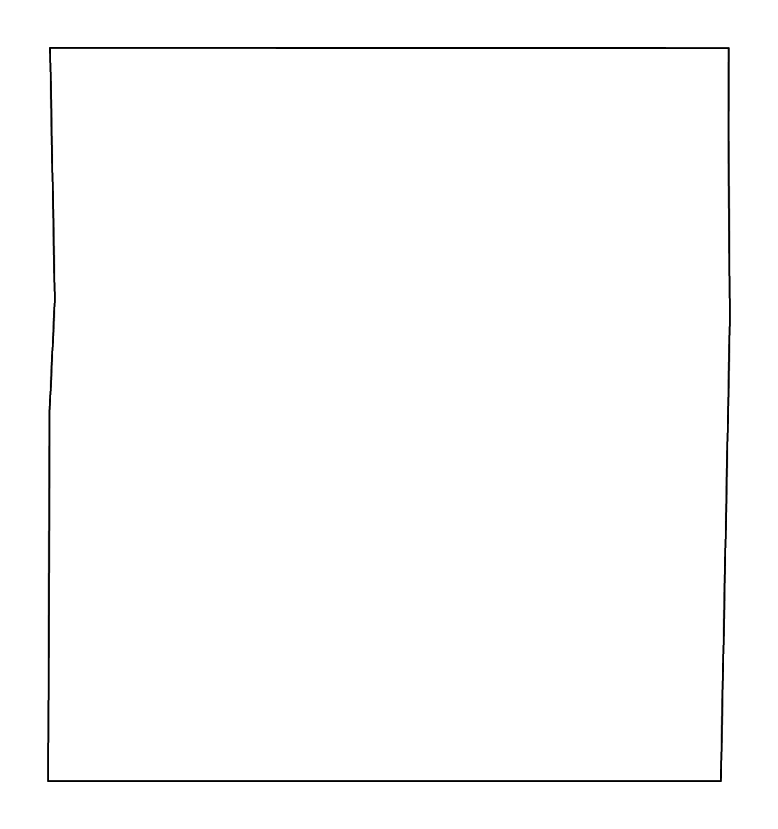 Outline map of Labette County, Kansas with rivers.