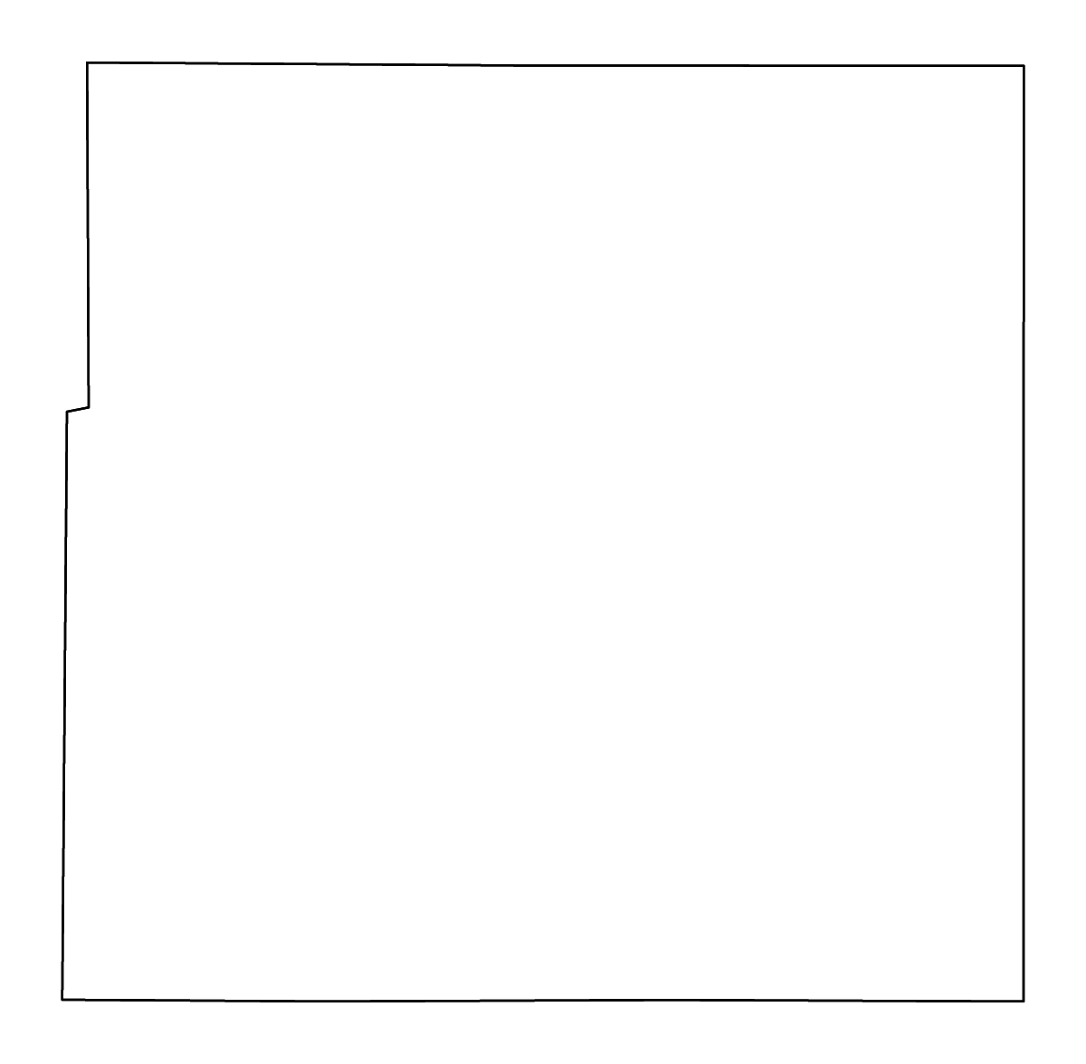 Outline map of Linn County, Kansas with rivers.
