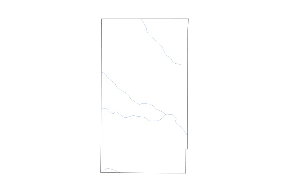 Carte de Lyon, Kansas de type contour et rivières pour Amérique du Nord, montrant contour et rivières avec des limites nettes.