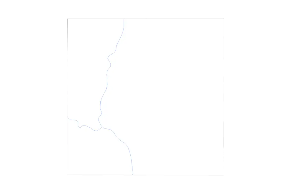 Outline map of Marshall County, Kansas with subdivision borders and rivers.