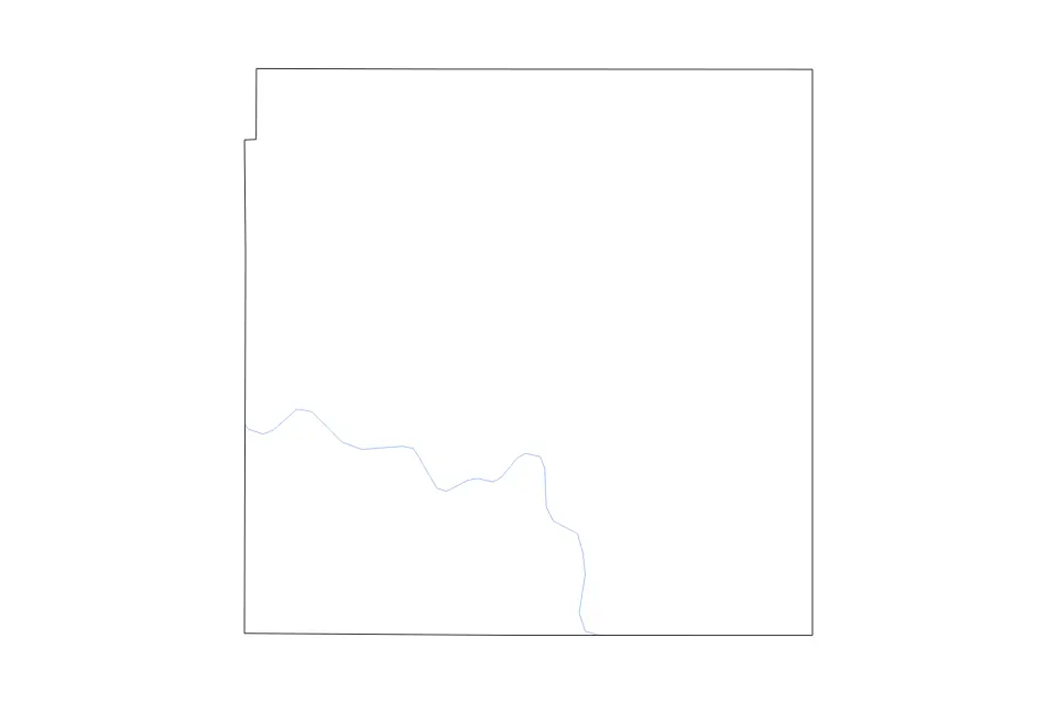 Carte de Miami, Kansas de type contour et rivières pour Amérique du Nord, montrant contour et rivières avec des limites nettes.