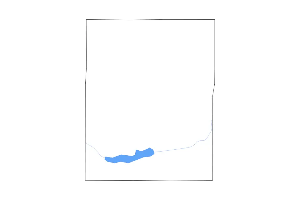 Outline map of Osage County, Kansas with subdivision borders and major lakes and rivers.