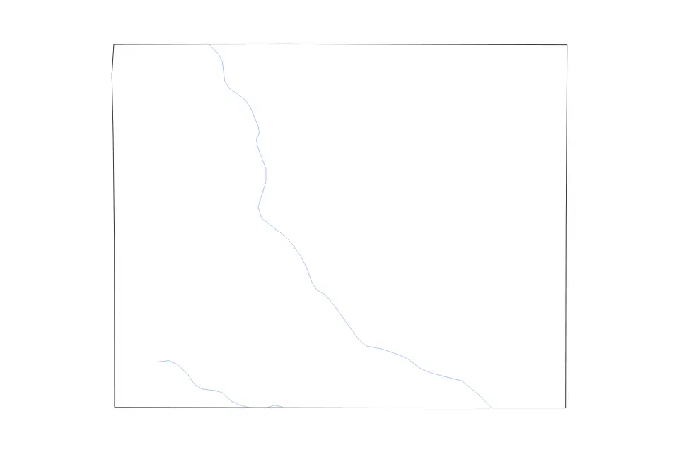 Carte de Ottawa, Kansas de type contour et rivières pour Amérique du Nord, montrant contour et rivières avec des limites nettes.